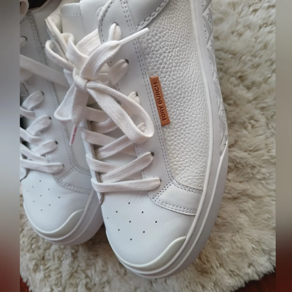 💎 Tory Burch Women's Ladybug Leather White Sneakers